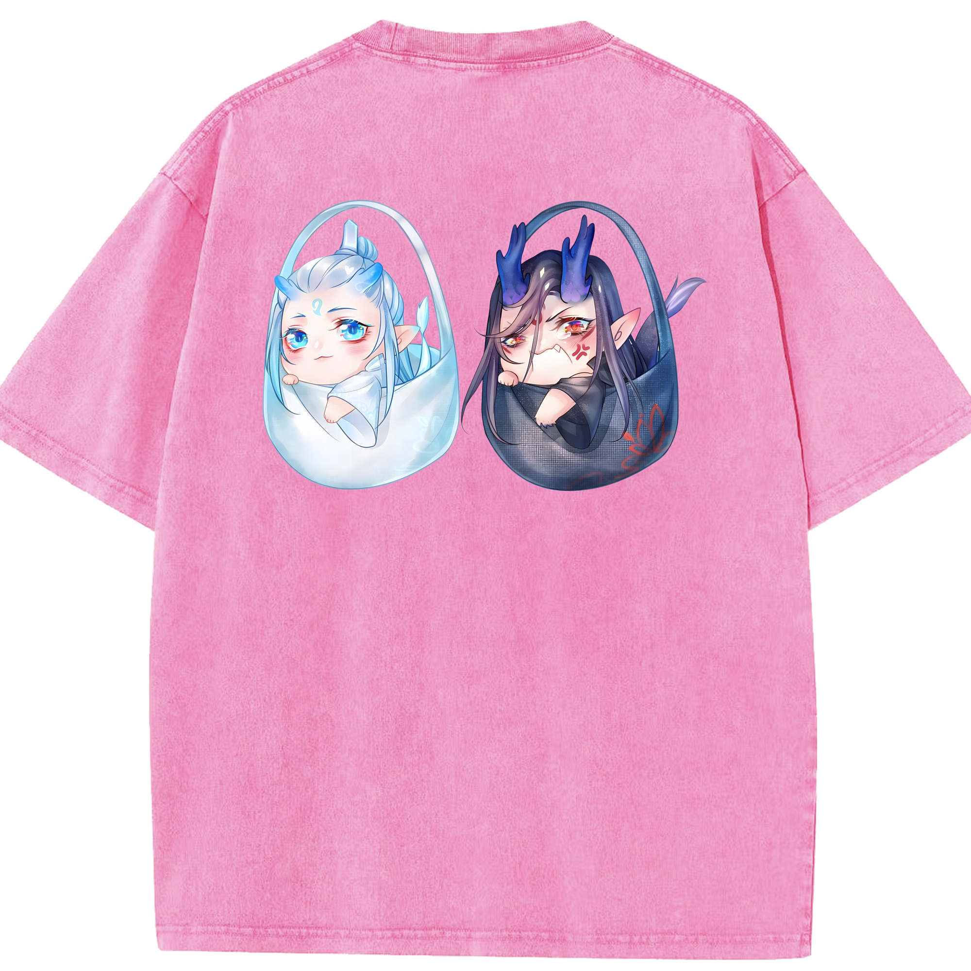 （画像用） Ne Zha 2 ナタ 魔童の大暴れ 綿100% ヴィンテージ風 半袖Tシャツ（背面プリント）